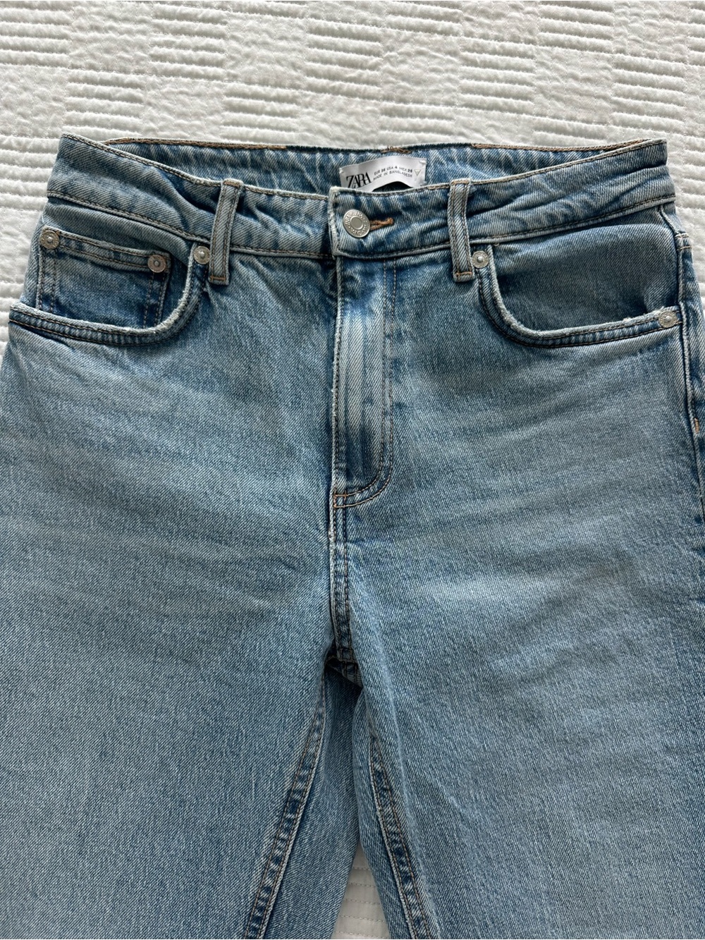 Zara Light Denim High-Rise Straight Jeans